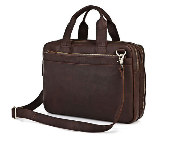 Classic Lawyer Favorite Solid Brown Briefcase Messenger