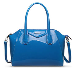 Mirror Enamelled Leather Solid Tote Bag