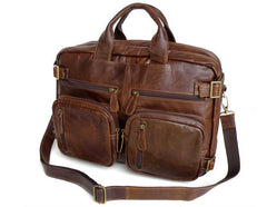 Vintage Durable Solid Brown Backpack Briefcase Messenger