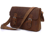 Classic Durable Solid Brown Messenger Briefcase