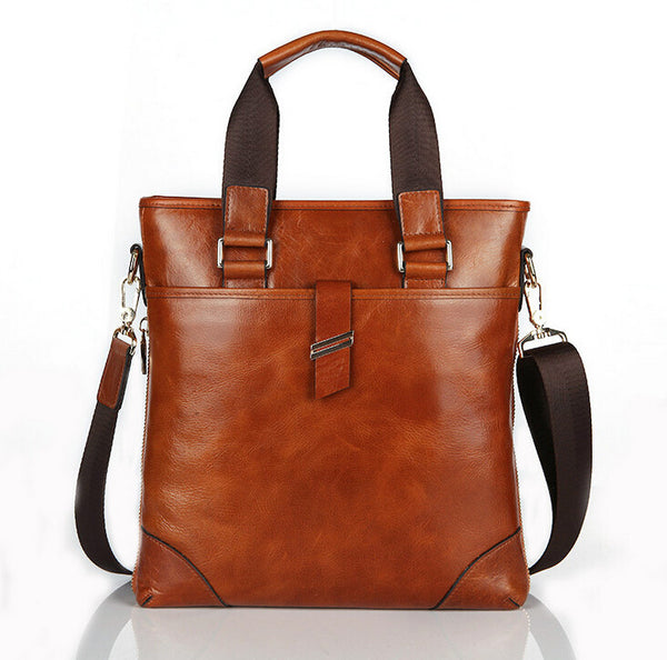 Vintage Durable Roomy Solid Brown Messenger