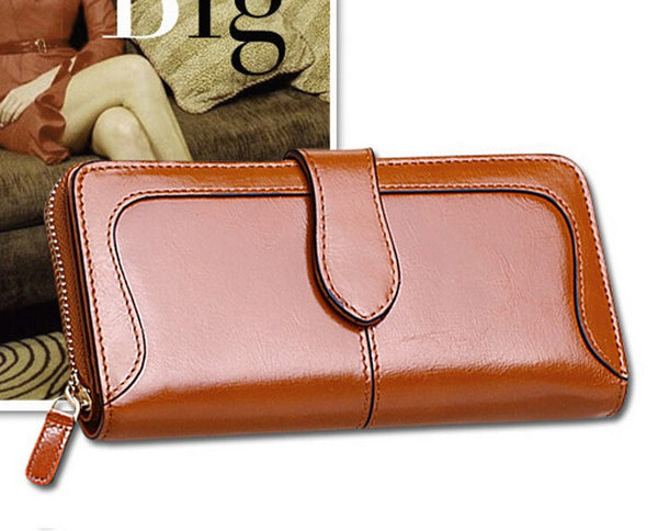 Fashion Solid Long Size Brown Wallet