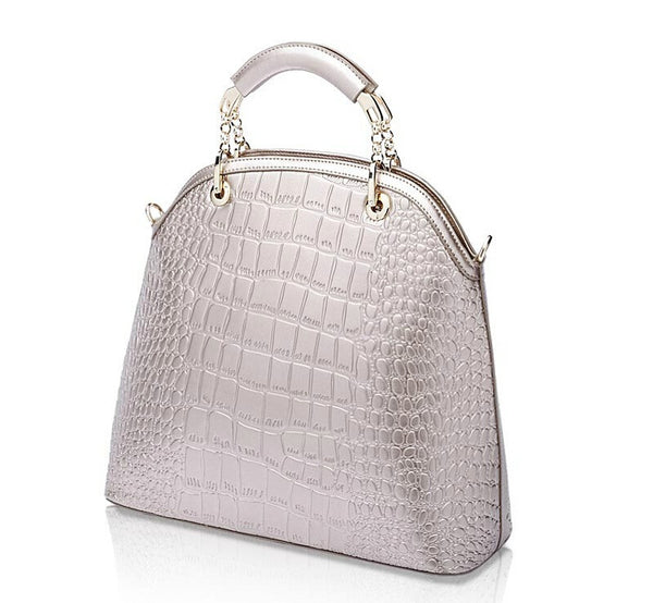 Crocodile Grain Pebbled Edge Tote Crossbody Bag