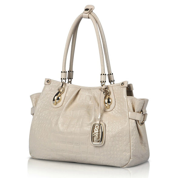 Crocodile Grain Pebbled Edge Tote Bag