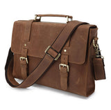 Classic Solid Brown Briefcase Messenger