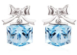 ERFA081 Fashion Charm Water Cube with Ties Stud Earrings