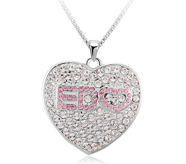 NLFA193 Charm Big Glittery Loving Heart Pendant Necklace