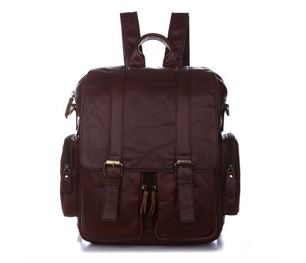 Charm Solid Coffee Color Backpack