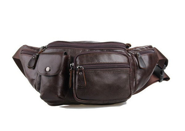 Classic Roomy Solid Coffee Waist Bag