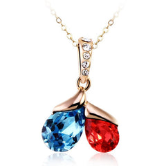 NLFA102 Fashion Double Linked Water Drops Pendant Necklace