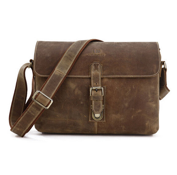 Vintage School Life Solid Brown Briefcase Messenger