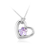 NLFA219 Charm Flower In the Heart  Pendant Necklace