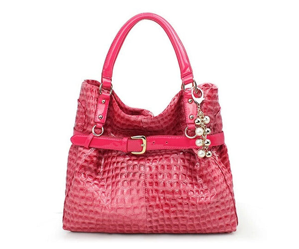 Charm Glittery Pebbled Mesh Tote Bag