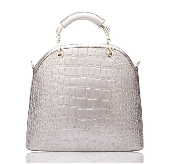 Crocodile Grain Pebbled Edge Tote Crossbody Bag