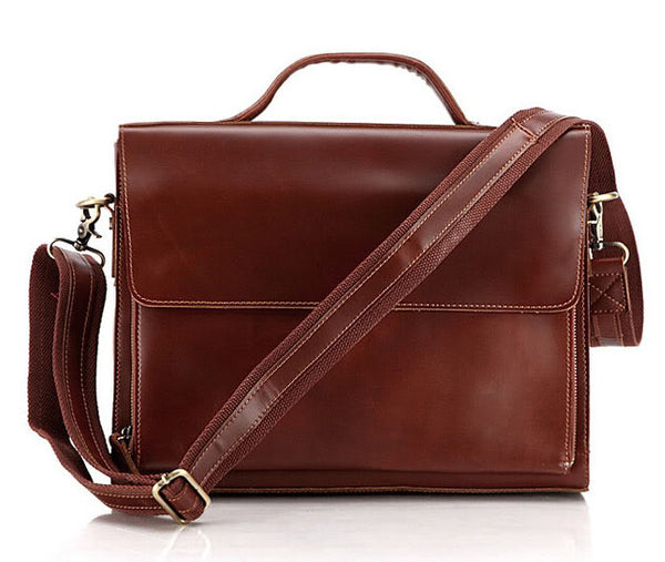 Fashion Office Boy Solid Brown Briefcase Messenger