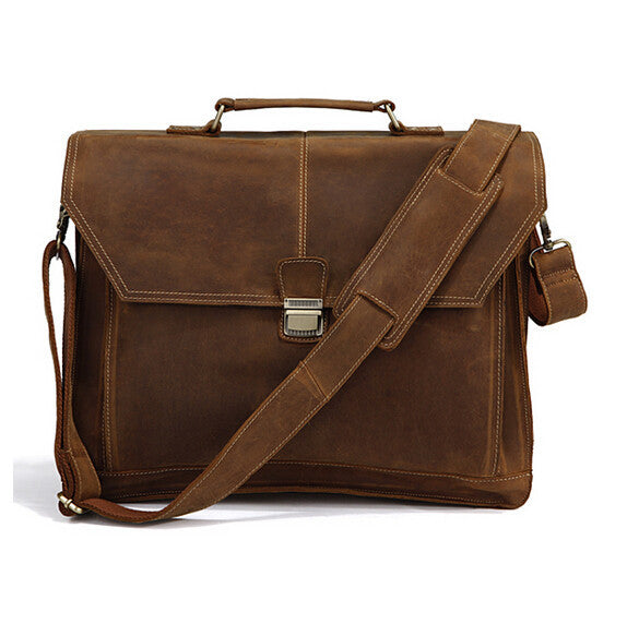 Classical Hero Solid Brown Briefcase Messenger