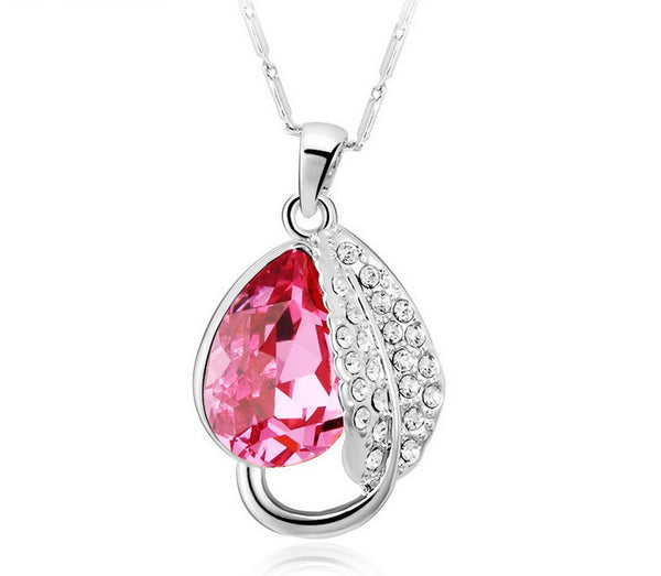 NLFA195 Fashion Heart with Leaf Pendant Necklace