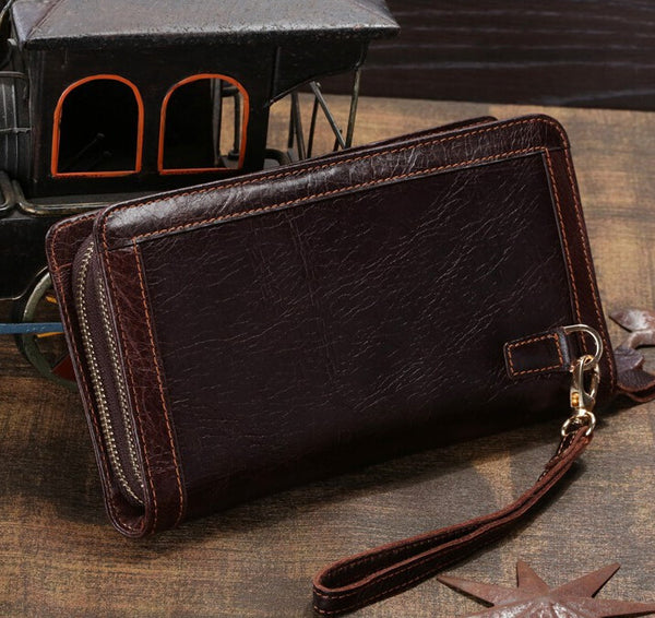 Vintage Charm Solid Brown Wristlet