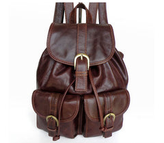 Charm Vintage Solid Coffee Two Sizes Women Backpack