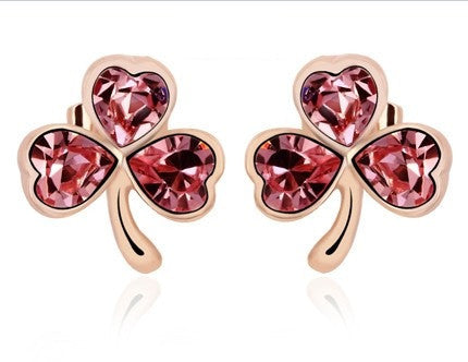 ERFA080 Fashion Charm Three-leaf Flower Stud Earrings