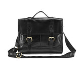 Vintage Roomy Solid Black Briefcase Messenger