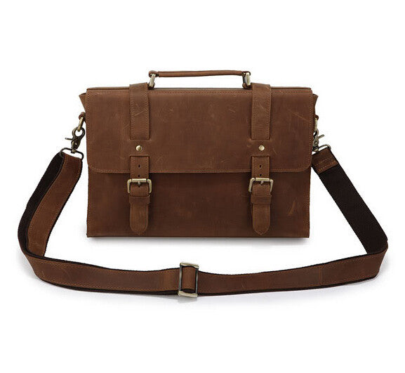 Classic Solid Brown Briefcase Messenger