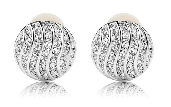 ERFA028 Trendy Charm Ball with Curves Stud Earrings