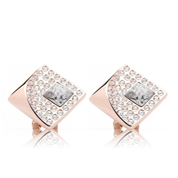 ERFA017 Trendy Charm Rectangular Fan Stud Earrings