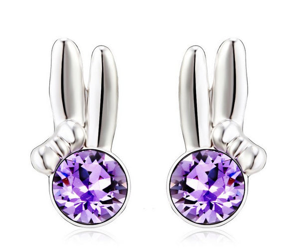 ERFA194 Fashion Charm Jade Rabbit Stud Earrings