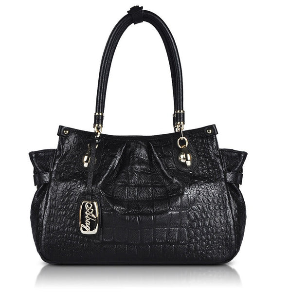 Crocodile Grain Pebbled Edge Tote Bag