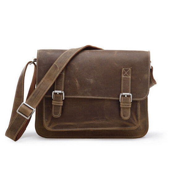 Vintage Campus Age Solid Briefcase Messenger