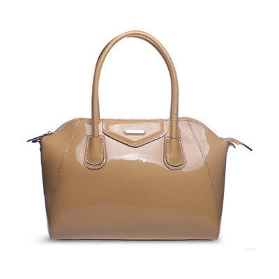Mirror Enamelled Leather Solid Tote Bag