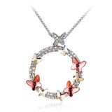 NLFA277 Charm Circle of Butterflies Pendant Necklace Sweater Chain