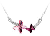 NLFA223 Charm Double Flying Butterflies Pendant Necklace