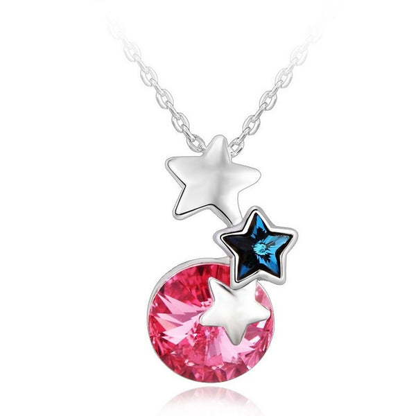 NLFA178 Charm The Stars and Moon Pendant Necklace