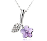 NLFA188 Charm Flower with Leaf Pendant Necklace