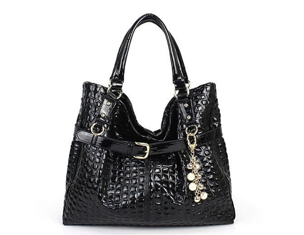 Charm Glittery Pebbled Mesh Tote Bag