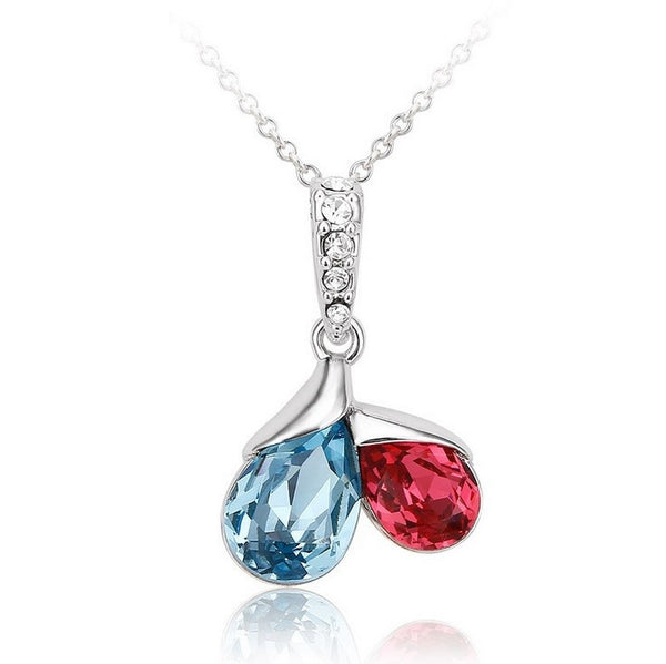 NLFA102 Fashion Double Linked Water Drops Pendant Necklace
