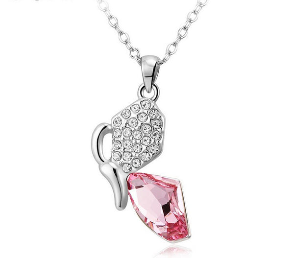 NLFA184 Charm Crystal Shoe Pendant Necklace