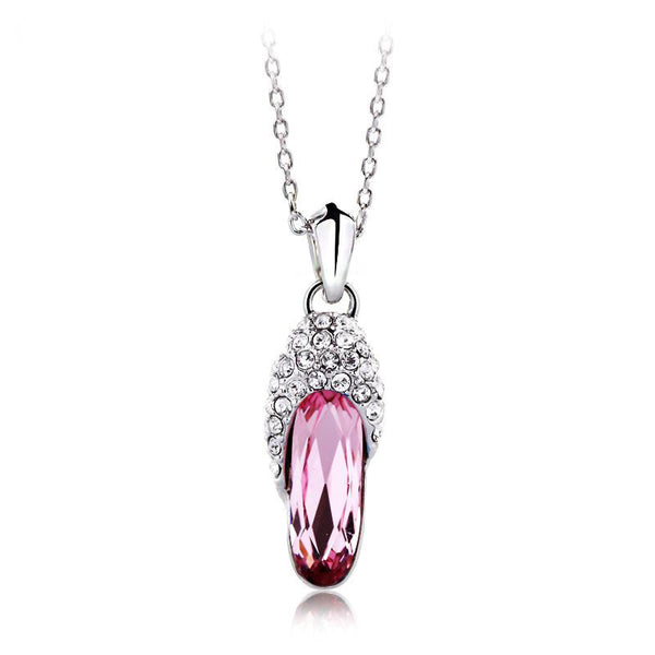NLFA043 Charm Crystal Shoe Pendant Necklace