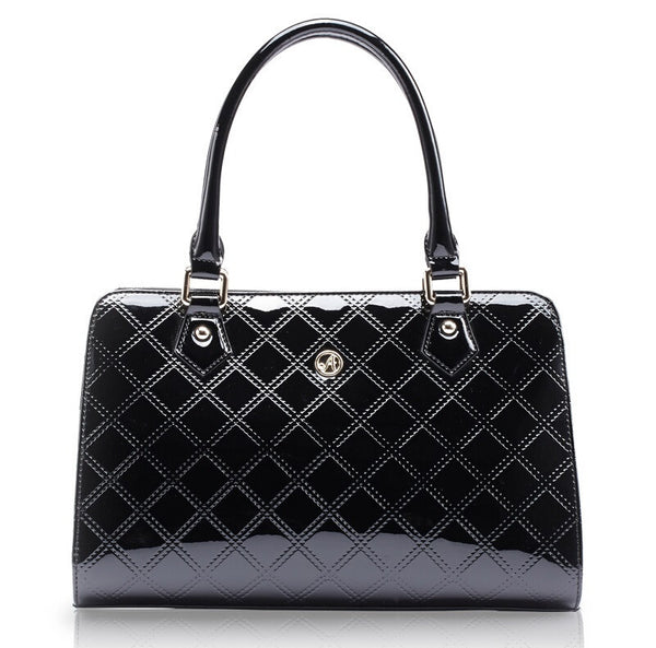 Enamelled Leather Solid Savvy Mesh Tote Bag