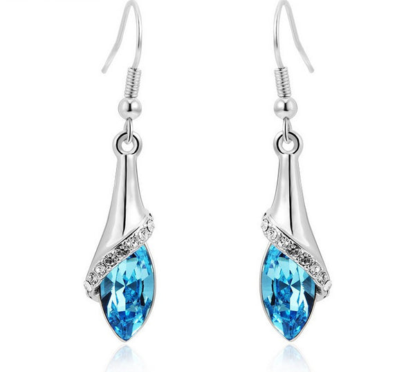 ERFA181 Fashion Charm Water Drop Out of Lotus Leaf Dangle Earrings