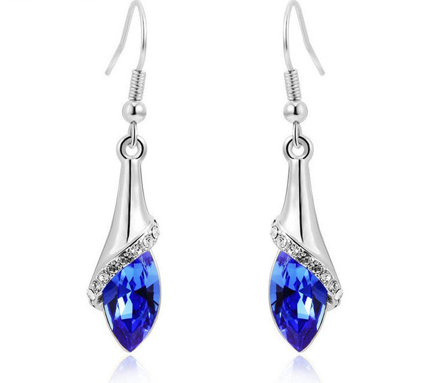 ERFA181 Fashion Charm Water Drop Out of Lotus Leaf Dangle Earrings