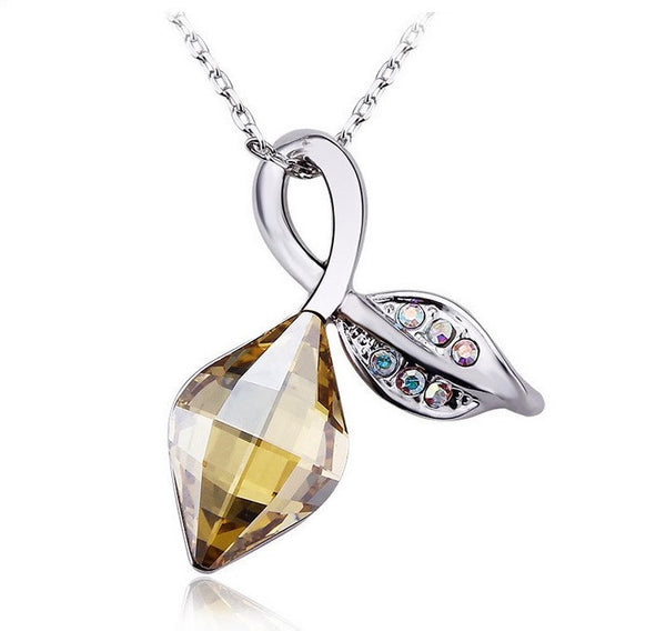 NLFA299 Charm Double Leaves Pendant Necklace