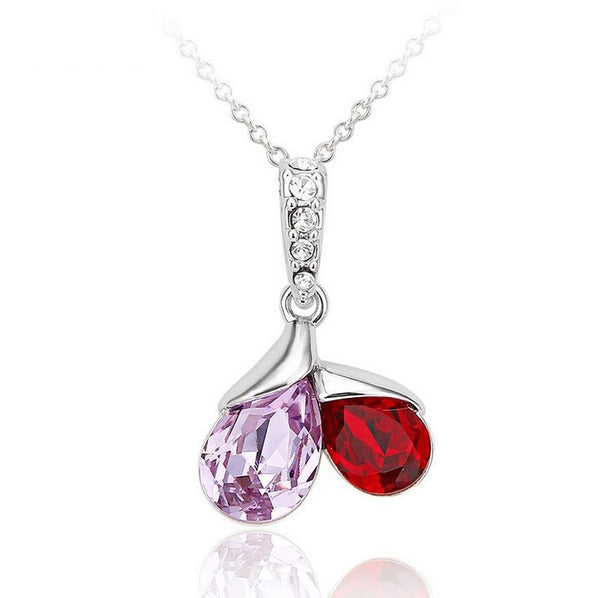 NLFA102 Fashion Double Linked Water Drops Pendant Necklace