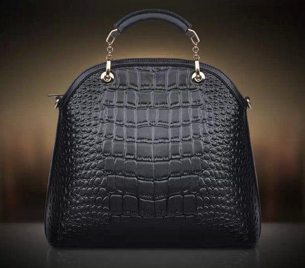 Crocodile Grain Pebbled Edge Tote Crossbody Bag