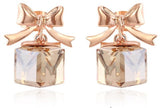 ERFA081 Fashion Charm Water Cube with Ties Stud Earrings