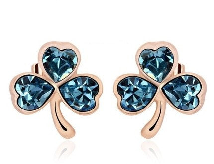 ERFA080 Fashion Charm Three-leaf Flower Stud Earrings