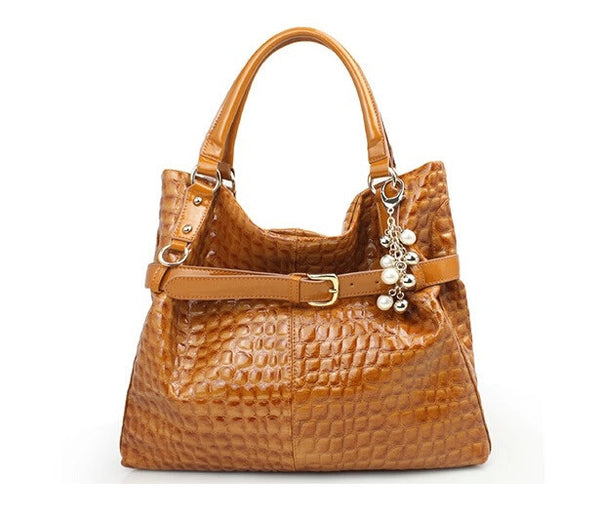 Charm Glittery Pebbled Mesh Tote Bag