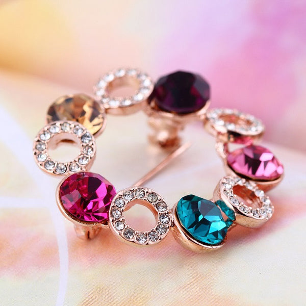 JRFBC002 Fashion Charm Flower Circle Brooch